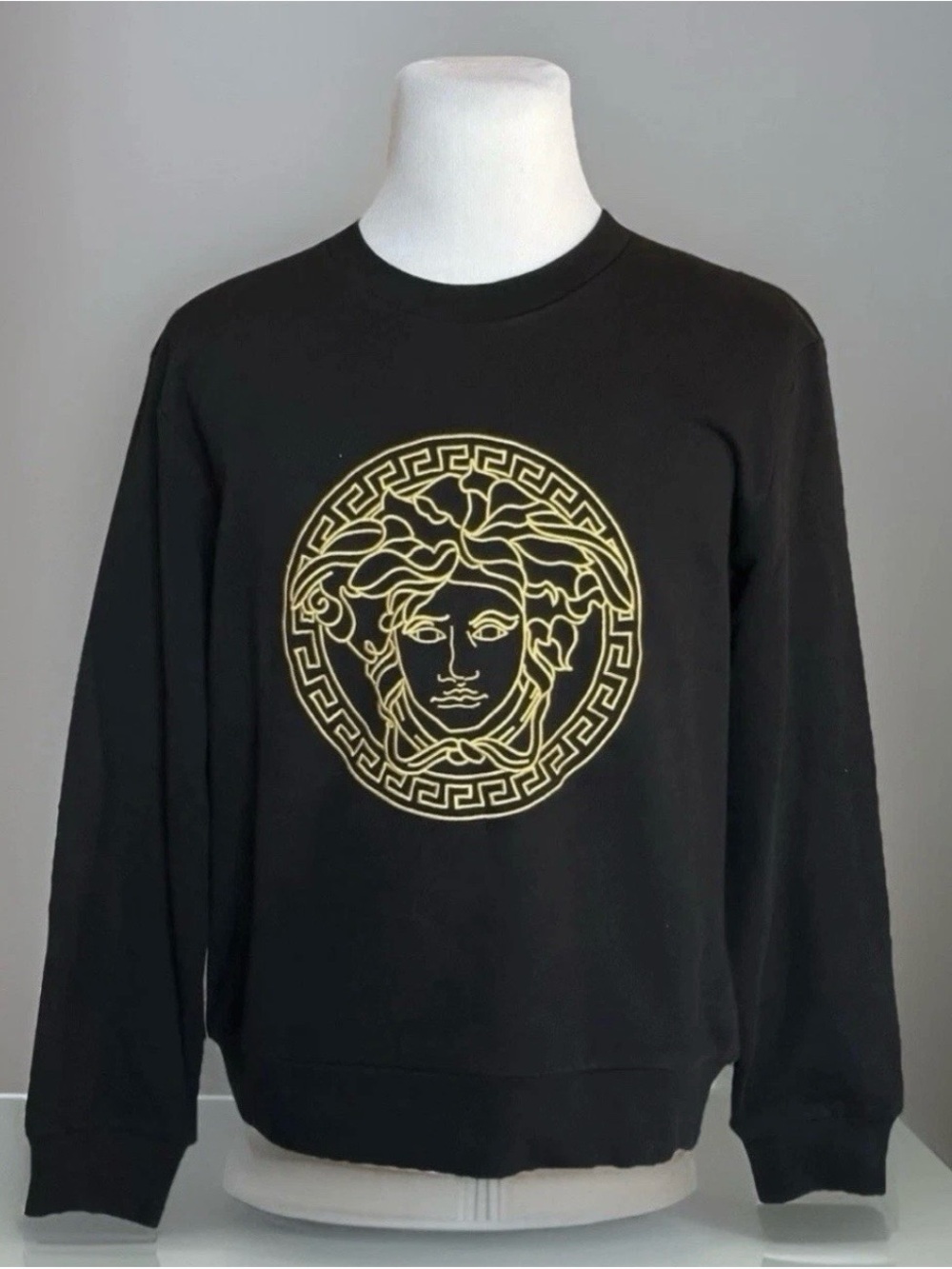 Versace Black Crewneck Sweatshirt with Gold Medusa logo 100%authentic